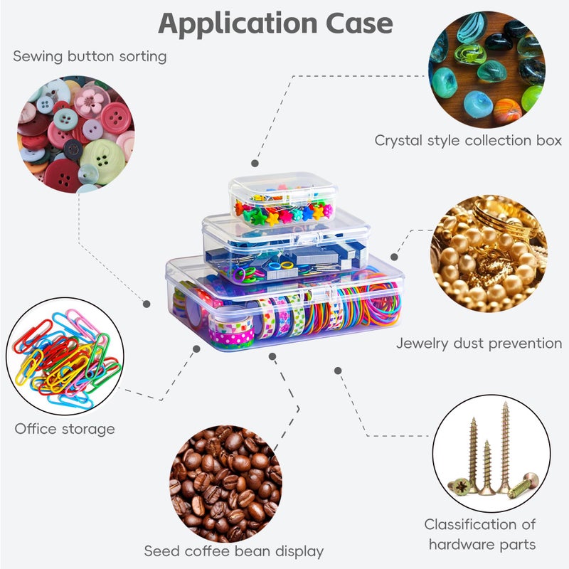 LJY 28 Pieces Mixed Sizes Rectangular Empty Mini Plastic Storage Containers With Lids For Small Items And Other Craft Projects Plastic Containers For Organizing Small Storage Containers - Image 4